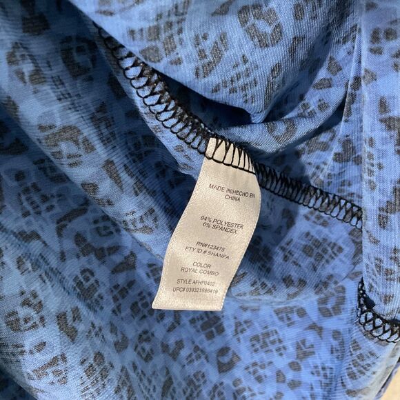 Adrienne Vittadini smocked waist sleeveless Dress women’s M blue Geometic flora - Picture 5 of 9